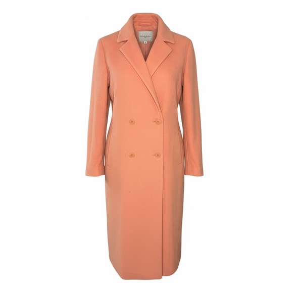 OAK + FORT Jackets & Blazers - Oak + Fort Long Peach Wool-Blend Style Coat Small